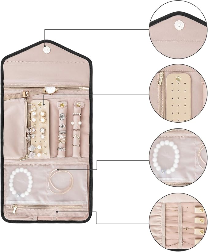 BAGSMART Travel Jewelry Organizer Roll Foldable Jewelry Case - Image 8