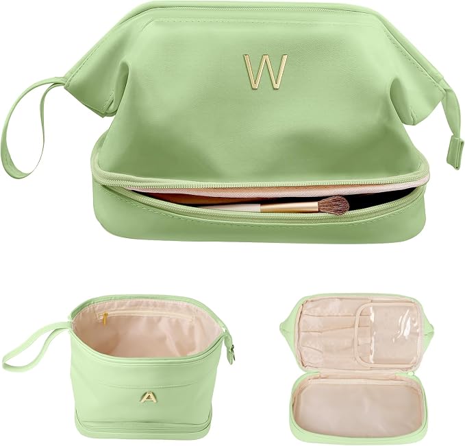 Gifts for Teen Girls 16-18, Initial Large Makeup Bag, Bride To Be Gifts by Vogewood