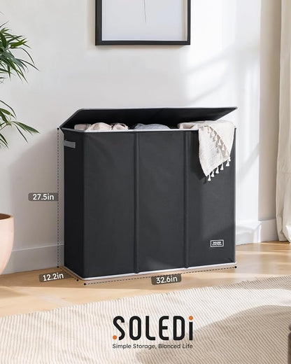 SOLEDI 180L Laundry Hamper 3 Section, Extra Large Laundry Hamper - Image 8