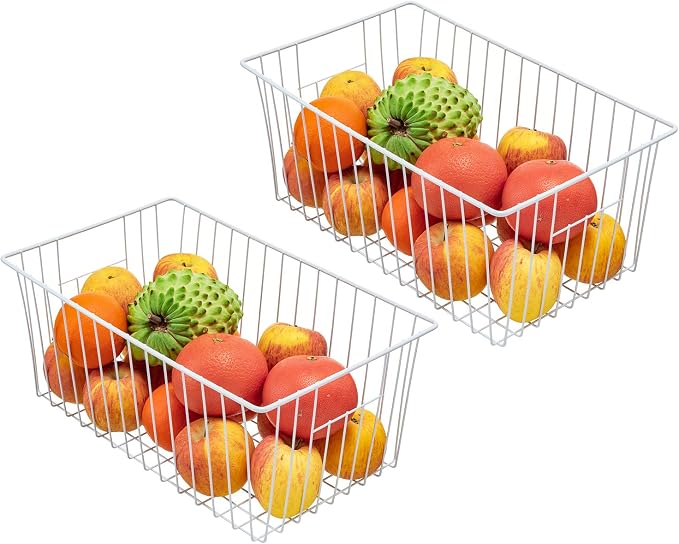 16" Upright Freezer Organizer Baskets, Wire Storage Bins Large Bakset - Image 2