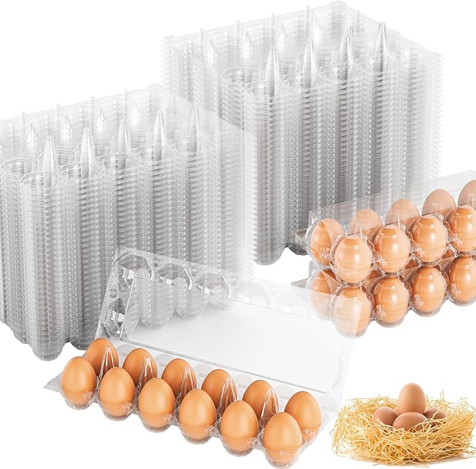 Egg Cartons Cheap Bulk 100 Pack, 1 Dozen Plastic Egg Carton by EVANCENT