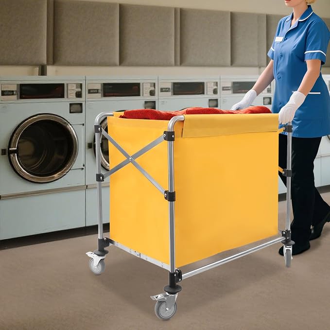 Commercial Laundry Cart with Wheels, Folding Laundry Hamper Cart, Heavy Duty - Image 7