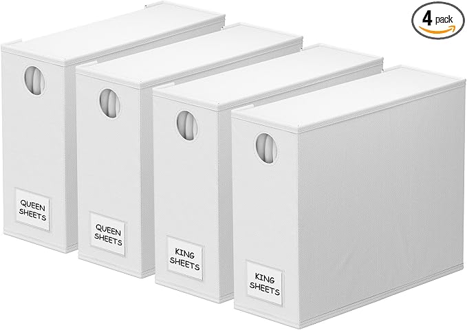 SpaceAid 4 Pack Bed Sheet Organizers and Storage, Foldable Sheet Organizer by SpaceAid