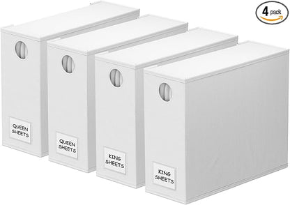 SpaceAid 4 Pack Bed Sheet Organizers and Storage, Foldable Sheet Organizer by SpaceAid