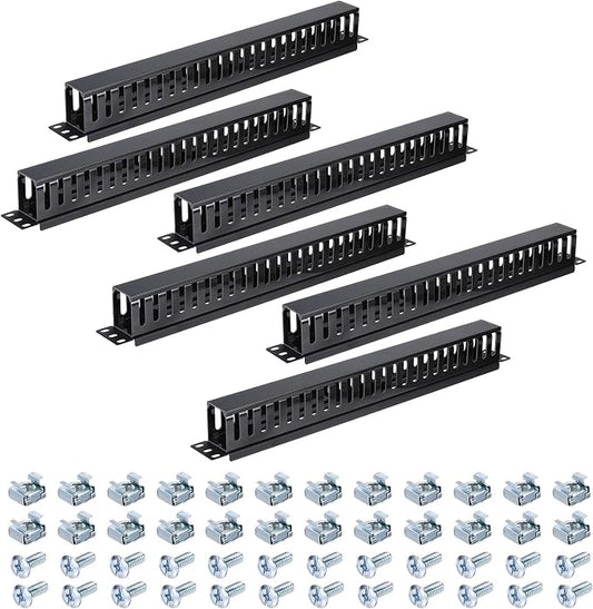 PATIKIL 1U 19 Inch Cable Manager, 6 Pack 24 Slot Horizontal Rack Mount Wire by PATIKIL