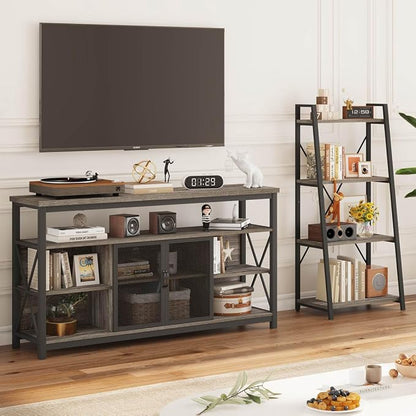 BON AUGURE Ladder Bookshelf, 4 Tier Ladder Shelf Bookcase, Wood Leaning Book - Image 9
