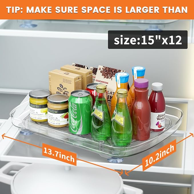HIYOHIYO Clear Lazy Susan for Refrigerator Rectangular Fridge Turntable - Image 2