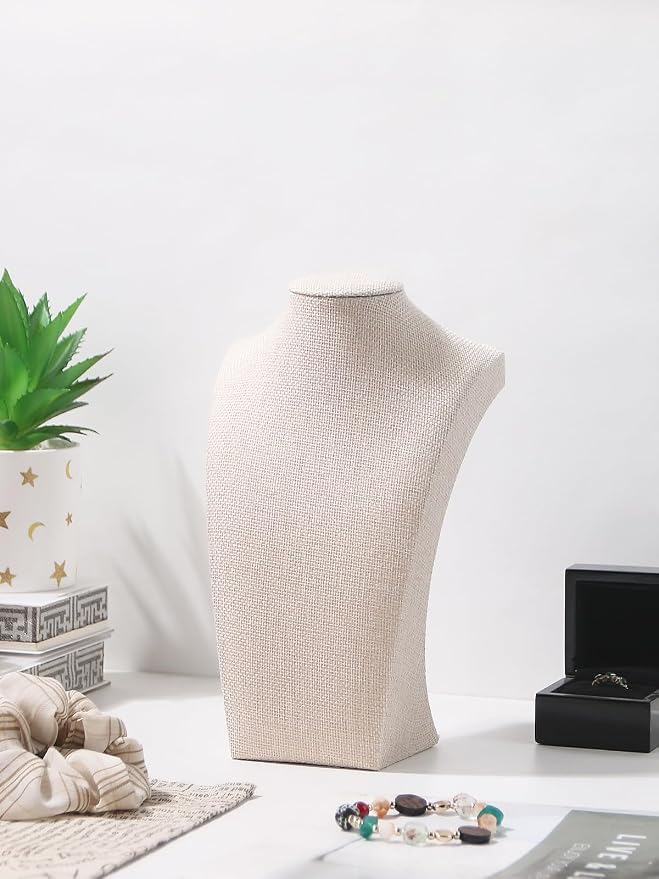 Necklace Bust Stand for Selling, Linen Necklace Display Holder, Jewelry - Image 4