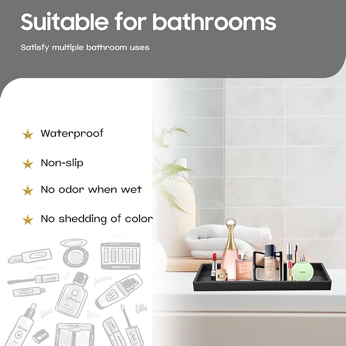 Vanity and Bathroom Tray, Waterproof Vanity Tray - Image 2