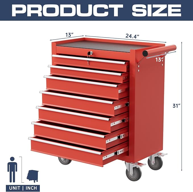 7-Drawer Tool Chest, Rolling Tool Cart - Image 3