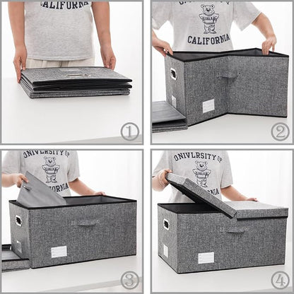 PRANDOM Storage Bins with Lids Linen Fabric Foldable Storage Boxes Organizer - Image 5