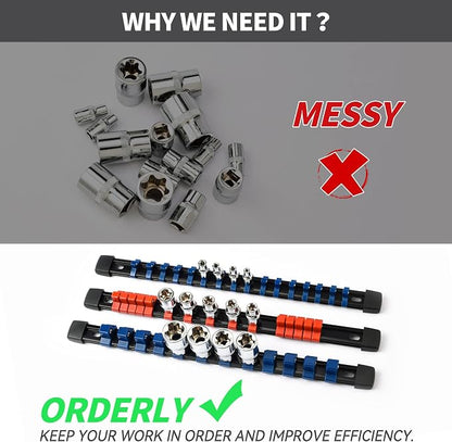 Socket Organizer Drive ABS Tools-Socket Holder, 3/8-Inch x 90 Clips, 1/2-Inch x - Image 7