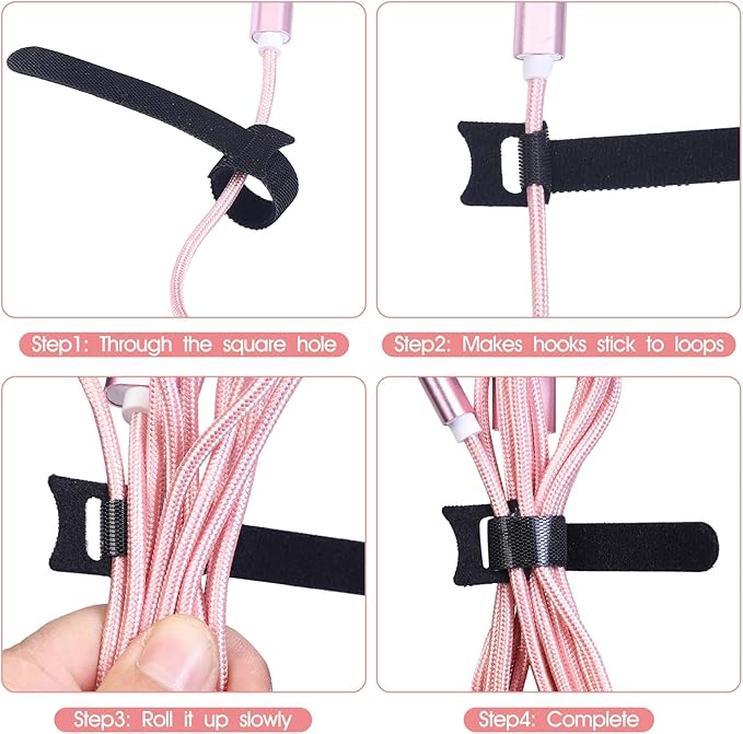 200PCS Reusable Cable Ties Wire Ties Cord Organizer Cable Organizer Adjustable - Image 3