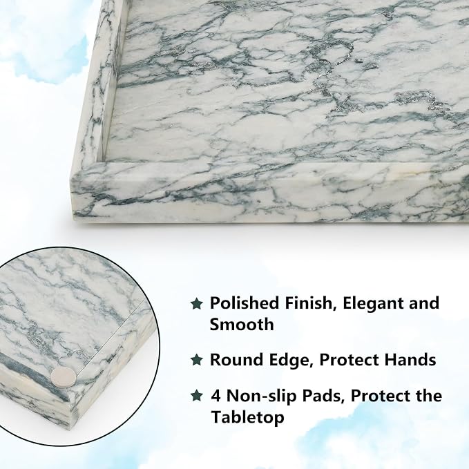 Real Natural Marble Tray for Bathroom, Kitchen and Desktop, Rectangle Genuine - Image 3