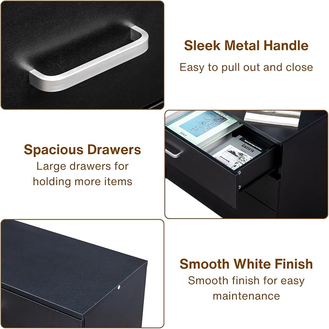 Karl home 3 Drawer Dresser, Modern Storage Chest of Drawers, Wood Bedside Table - Image 5