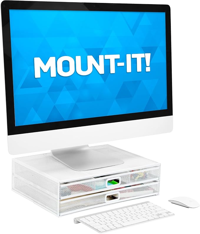 Mount-It! Mesh Computer Monitor Stand Riser Desk Organizer - Image 8