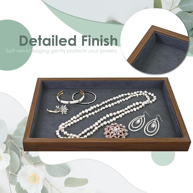 MOOCA 2 Pcs Wooden Jewelry Display Tray, Presentation Tray, Organizer - Image 3
