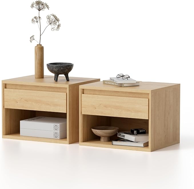 Floating Nightstand Set of 2, Wall Mounted Bedside Table - Image 5