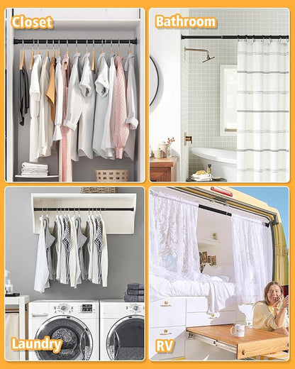 Closet Rod, 17 to 52 Inch Heavy Duty Adjustable Metal Clothing Rack - Image 6
