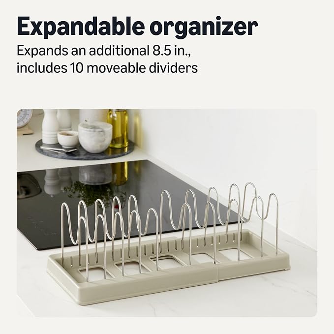 Amazon Basics Cookware and Bakeware Organizer, Includes 10 Dividers, Stainless - Image 2