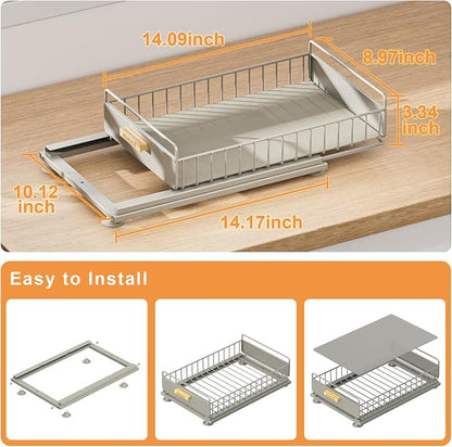 Under Sink Organizer, Single Tier Metal Pull Out Sliding Drawer Shelf - Image 4