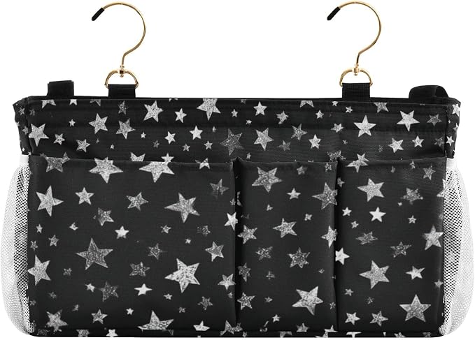 Sparkly Silver Stars Bedside Caddy by QwThum