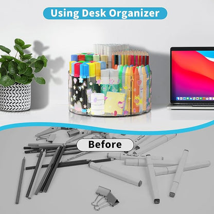 Acrylic Pen Holder with 2 Adhesive DIY Stickers, Desk Organizer Marker Holder - Image 6