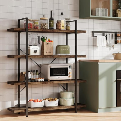 Heavy Duty 4-Tier Industrial Bookcase, 120lbs Shelf Capacity, Rustic Open - Image 6