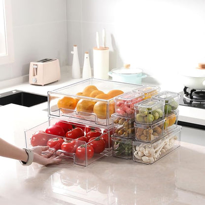 YINGRACE 10 Pack Fridge Organizer Bins, Stackable Refrigerator Organizers and - Image 7