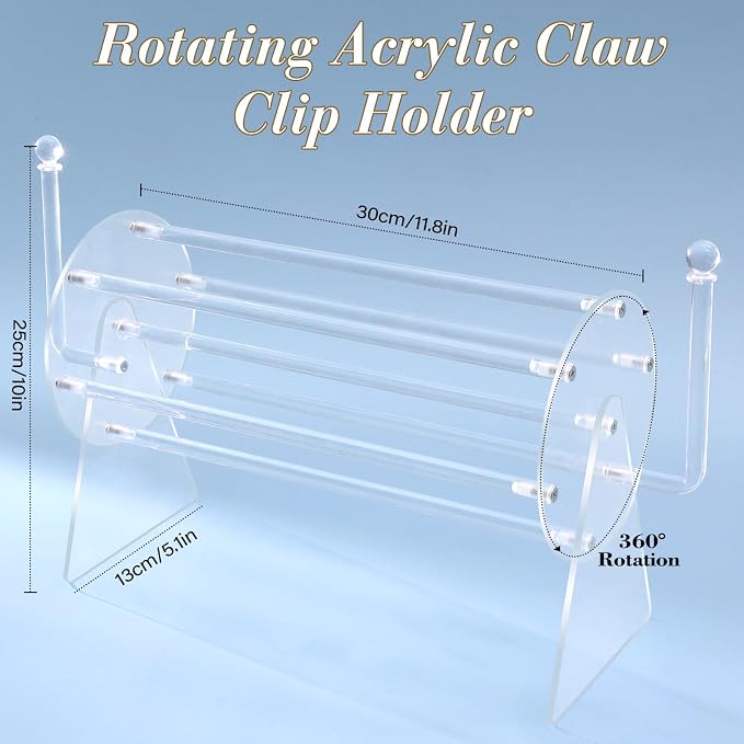 SNOWSTAR Acrylic Claw Clip Organizer Holder, 360-Degree Rotating Claw Clip - Image 2