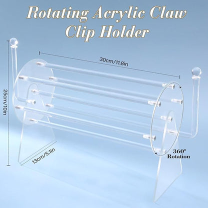 SNOWSTAR Acrylic Claw Clip Organizer Holder, 360-Degree Rotating Claw Clip - Image 2