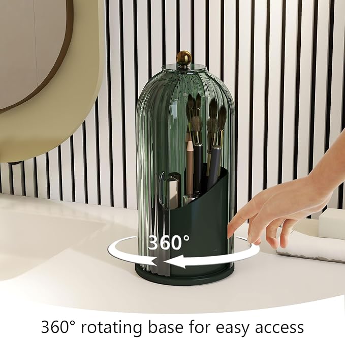 Makeup Brush Holder with Dustproof Cover 360 Rotating Makeup Brush Organizer - Image 4