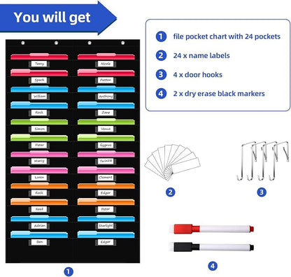 REGELETO 24 Pockets File Storage Pocket Chart - Image 4