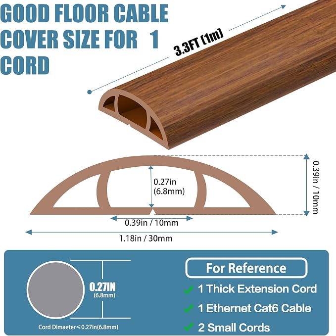Floor Cord Covers for Wires 3.3FT Cable Hider Wire Cover Self Adhesive Cord - Image 2