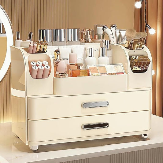 Makeup Organizer with Drawers for Vanity, Bathroom Countertop Organizer with by Heaime