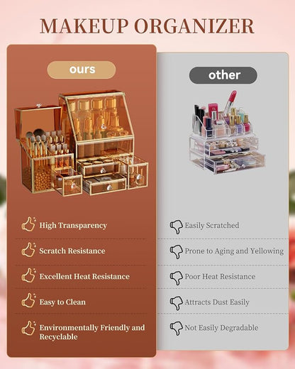 Makeup Organizer Amber, Glass Vanity Organizer - Image 4