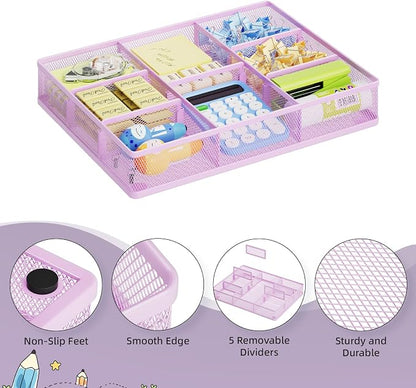 Marbrasse Desk Drawer Organizer, Metal Mesh Drawer Organizer Tray - Image 5