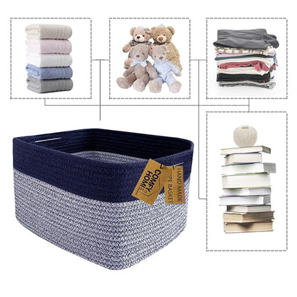 COMFY-HOMI 3PACK Rectangular Cotton Rope Basket - Image 8