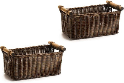 The Basket Lady Petit Wicker Storage Basket, Antique Walnut Brown by TheBasketLady