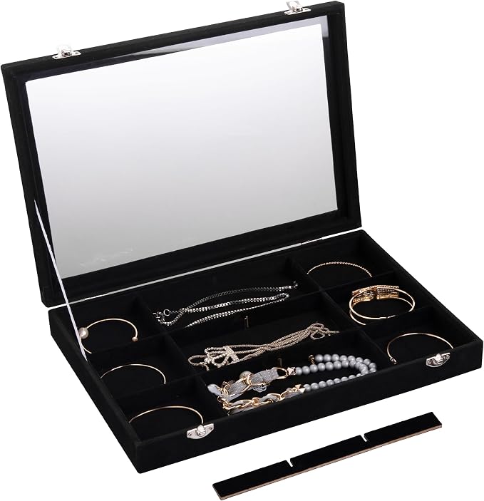 Frebeauty Velvet Jewelry Tray, 12 Grid Jewelry Organizer - Image 5