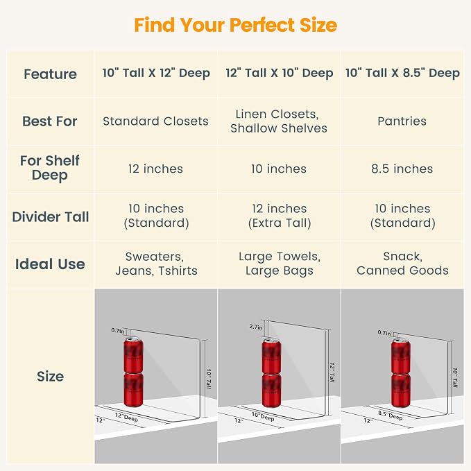 OKPOW Shelf Dividers for Closet Organizer: 12 Inch Tall Acrylic Clear Closets - Image 2
