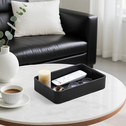 PU Leather Valet Tray Organizer, Modern Nightstand Organizer Bedside Desktop - Image 5