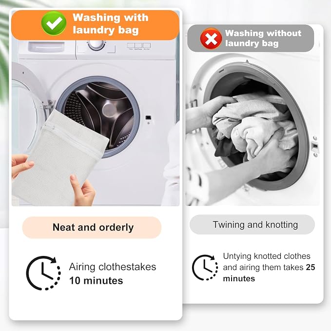 4 Piece White Small, Durable Organic Cotton Mesh Laundry Bag - Image 2