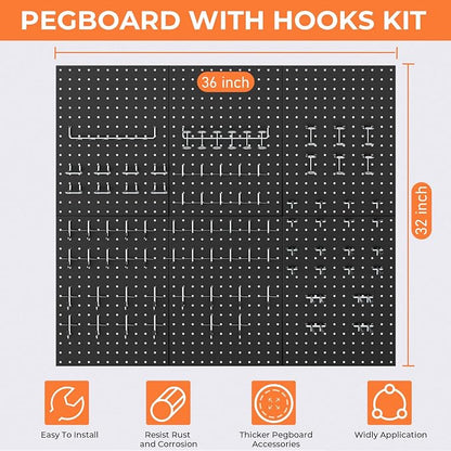 INCLY 90PCS Pegboard Wall Organizer, 6 Pack Metal Peg Board Panels - Image 6