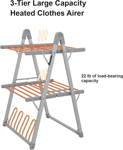Electric Heated Clothes Drying Rack, Foldable Heated Garment Dryer - Image 3