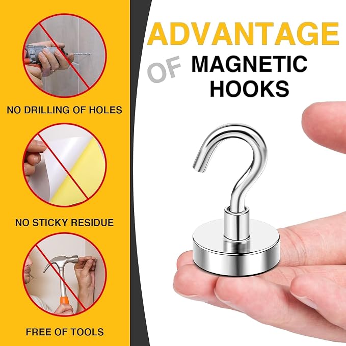 DIYMAG Strong Neodymium Magnetic Hooks, 170 Lbs Heavy Duty Rare Earth Magnets - Image 5
