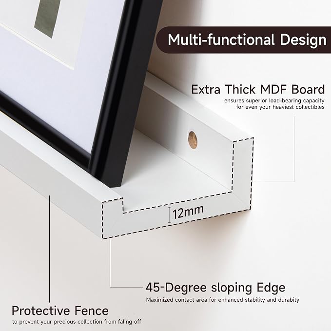 Fun Memories Picture Ledge Shelf, 48 Inch Floating Shelves Set of 2, Large - Image 4