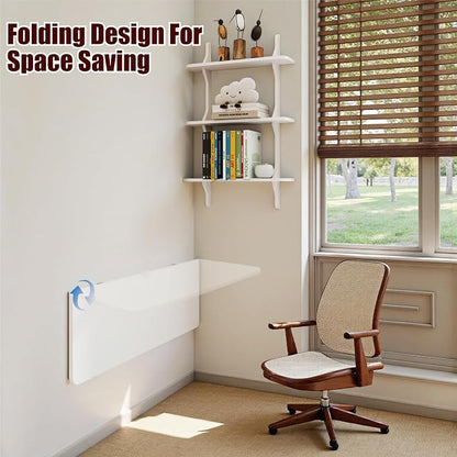 Pmnianhua Wall Mounted Folding Table, Foldable Drop Leaf Table, Wall Mount Fold - Image 3