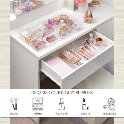 STORi SimpleSort 18-Piece Stackable Clear Drawer Organizer Set | Multi-size - Image 3