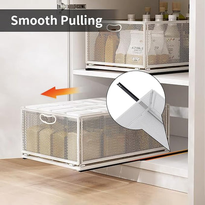 Sliding Cabinet Basket Organizer Drawer Self Adhesive Slide out Pantry Shelves - Image 8